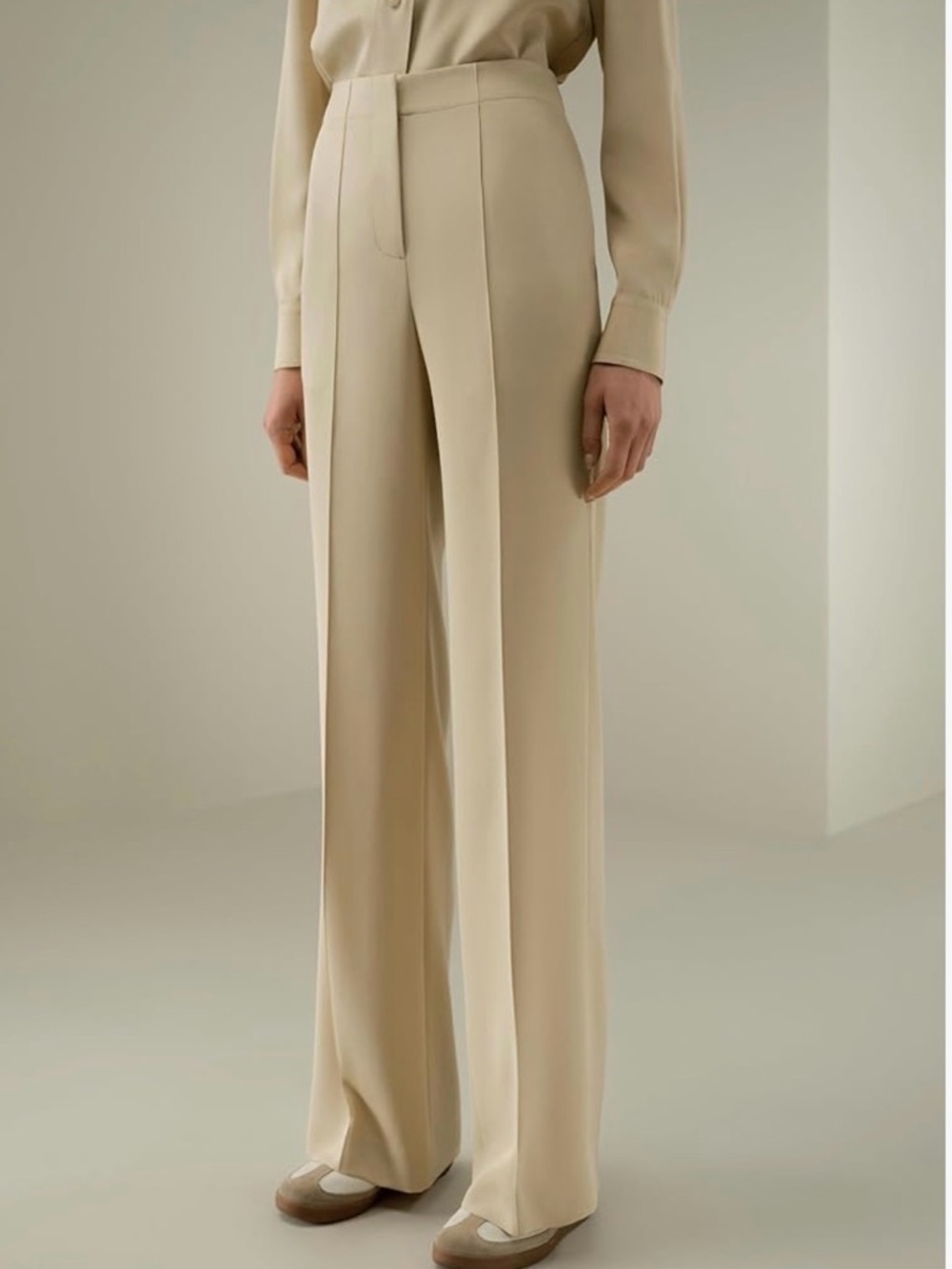 LILYSILK 100% Silk Trousers Straight Leg Pants - Dune